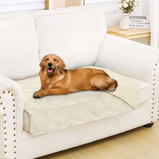 Smiry Waterproof Dog Bed Cover Blanket 30x53, Soft Reversible Pet Blanket, Washable Leakproof Cats Dogs Couch Cover for Sofa, Couch, Furniture, Lattice, Beige/Beige