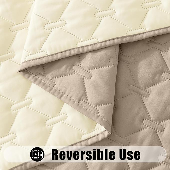 Smiry Waterproof Dog Bed Cover Blanket, Soft Reversible Pet Blanket, Washable Leakproof Cats Dogs Couch Cover for Sofa, Couch, Furniture, Plaid (82x82 Inch, Taupe/Beige)