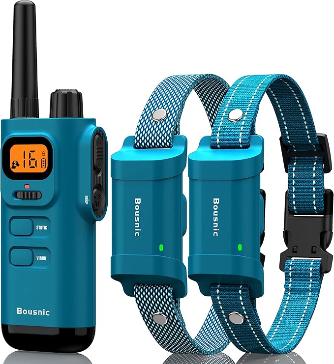 Bousnic Dog Training Collar with Remote - 4000ft Waterproof Dog Shock Collars 2 Dogs for Large Medium Small Dogs Rechargeable E Collars for Dogs Training with Beep Vibration Humane Shock(1-16) Mode
