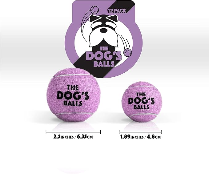 The Dog's Balls, Dog Tennis Ball, Lilac 12-Pack, Strong Toy for Agility Training, Puppy Training, Play, Exercise & Fetch, 2.5 Inch Diameter