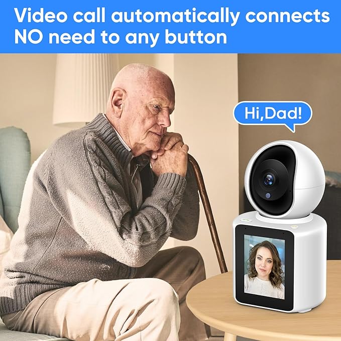 2K Two-Way Video/Audio Indoor Camera, Child/Elder/Dog/Pet Camera with Phone App& 360 Degrees Pan Tilt, Night Vision, One-Button Call, Motion Detection, Human/Sound/Crying Detection (Dome Camera)