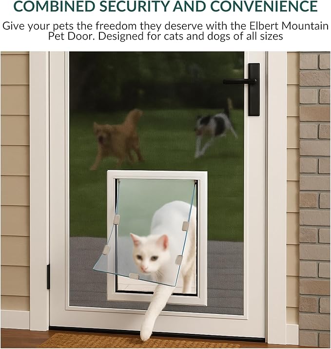 Elbert Mountain Pet Door - Universal Screen Model | Cat & Dog Door for Screen Porches, Sliding Doors & Windows | Magnetic-Seal Flap | Bug-Proof Heavy-Duty Frame