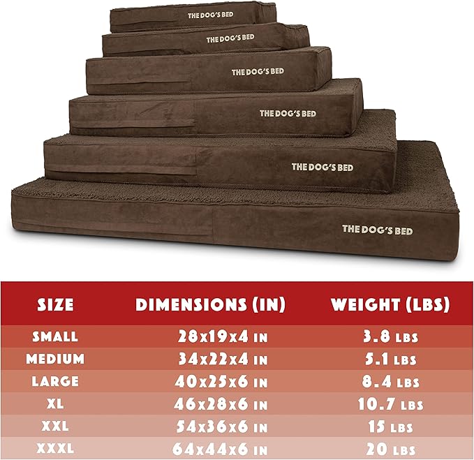 The Dog’s Bed Orthopedic Memory Foam Dog Bed, Large Brown Plush, Pain Relief for Arthritis, Hip & Elbow Dysplasia, Post Surgery, Lameness, Supportive, Calming, Waterproof Washable Cover