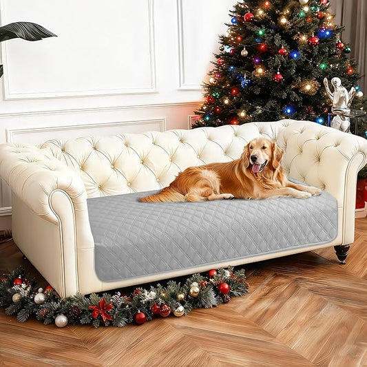 Waterproof Dog Blanket, Non-Slip Soft Pet Bed Cover, Couch Cover for Dogs Washable, Protects Sofa, Furniture, Crate, Car, Tear Resistant Leakproof Pet Blanket (30x53 Inch, Light Grey)