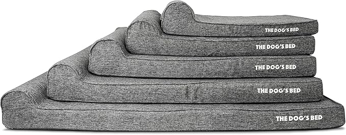 The Dog’s Bed Orthopedic Headrest Dog Bed XXL Grey Linen, Memory Foam, Pain Relief for Arthritis, Hip & Elbow Dysplasia, Post Surgery, Lameness, Waterproof Washable Cover