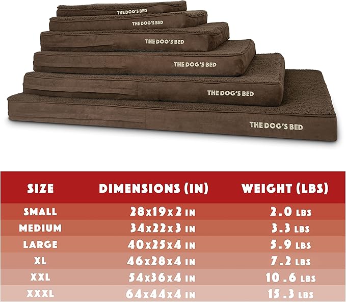 The Dog’s Bed Orthopedic Memory Foam Dog Bed, Large Brown Plush, Pain Relief for Arthritis, Hip & Elbow Dysplasia, Post Surgery, Lameness, Supportive, Waterproof Washable Cover, Veterinary Approved