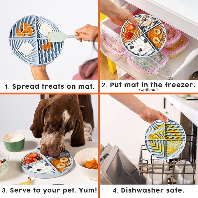Awoo Paradise Silicone Dog & Cat Lick Mat & Slow Feeder with Suction Cups, Non-Slip, Dishwasher Safe, Extend Mealtime, Reduce Anxiety (Sky)
