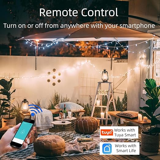 Outdoor Smart WiFi Plug Outlet,Heavy Duty IP44 15 Amps,One Grounded Outlet, Wireless Remote, Compatible with Alexa and Google Home Assistant Both 5 GHz & 2.4 GHz, ETL Listed,Black (1 Pack)