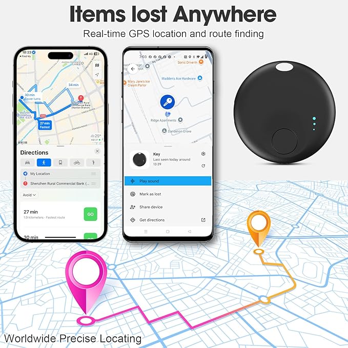 Tracker Tag for Android or iOS, Tracker Tags-4 Pack Smart Tag, Dual System Both iOS and Android Tracker Tags, Apple Find My or Google Find Hub App, Keys Finder Item Locator for Wallets (Black)