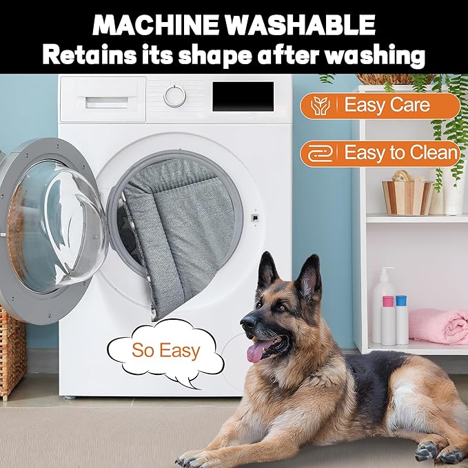 Washable Dog Bed Plush Orthopedic Outdoor Crate Mat with Non-Slip Bottom,Luxe Soft Kennel Pad for Pets, Cozy Cage Cushion & Pet Sleeping Mattress Large Sized,Medium,Small Dogs,36 x 24 inch,Grey