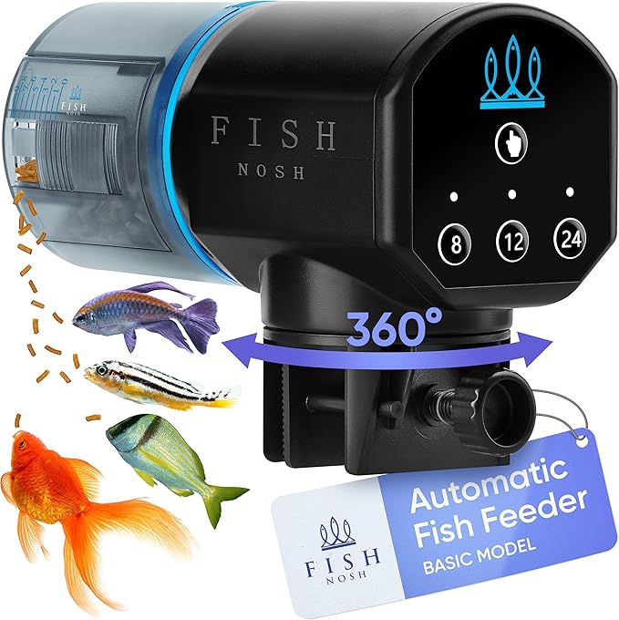 FISHNOSH Automatic Fish Feeder for Aquarium - New Generation 2025, Auto Food Dispenser with Timer for Small Tank, Big Aquariums & Pond, Model-ML