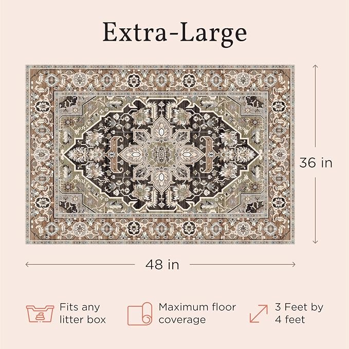 Lovewag Cat Litter Mat 2 Pack - Large 36x48 Machine Washable Easy Clean Non-Slip Waterproof Trapping Mats for Cats - (Marmalade Sunshine)