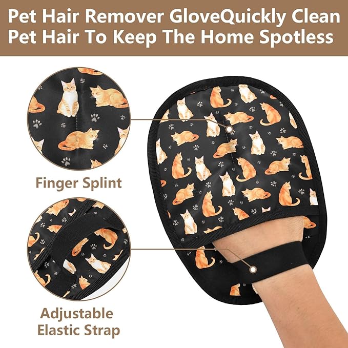 Pet Grooming Gloves Reusable Dog & Cat Hair Remover for Furniture, Car Interiors Multi-Surface Deshedding Tool for Carpets, Bedding & Home Cleaning