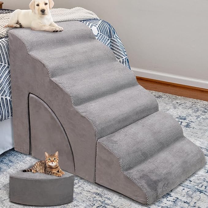 Dog Stairs & Steps for High Beds 30 Inches High Tall, LitaiL 30inch Pet Stairs/Steps for Beds Small Dogs, Non-Slip Dog Ramps for Bed