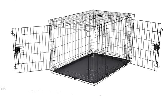 Amazon Basics - Durable,Foldable Metal Wire Dog Crate with Tray, Double Door, 42 x 28 x 30 in, Black