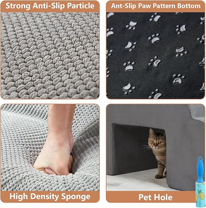 Dog Stairs for High Beds, A.FATI 34inch 7-Step Foam Pet Stairs with Washable Cover, Non-Slip Dog Stairs for Small Old Medium Large Dogs Cats, 33D Foam Balanced -Tier Ladder for Old Dogs/Cats