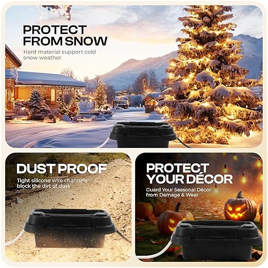 Sockitbox Original Outdoor Electric Box Waterproof - Small Outdoor Extention Cord Cover with 6 Cable Entry Waterproof Enclosure for Power Strips, Plugs, Timers, Lights - Black