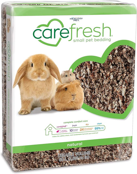 Carefresh 99% Dust-Free Natural Paper Small Pet Bedding with Superior 10 Day Odor Control & Absorption, for Guinea Pigs, Hamsters, Rabbits, & Rats, 60 L