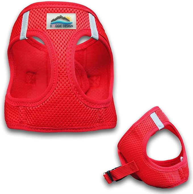 Doggie Design Dog Harness - No Choke Dog Harness, Dog Vest, Mesh Polyester, Pet Harness, Simple Step in and Go Design, Harness for Dog - Red, 2X/3X-Large