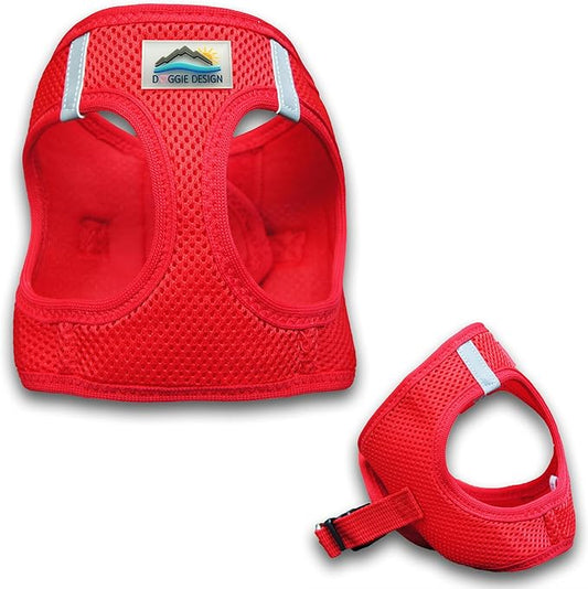 Doggie Design Dog Harness - No Choke Dog Harness, Dog Vest, Mesh Polyester, Pet Harness, Simple Step in and Go Design, Harness for Dog - Red, XS