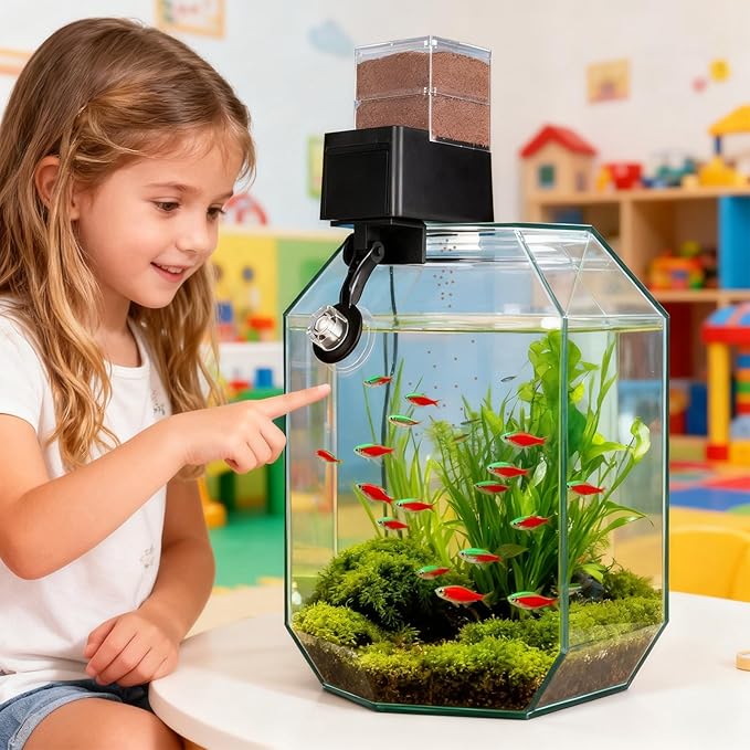 Automatic Fish Feeder - 5-Speed Adjustable Smart Device, Airtight Pet Supplies with Timer, Aquarium Auto for Tank Care, for Turtle, Betta, Shrimp and Home Pond