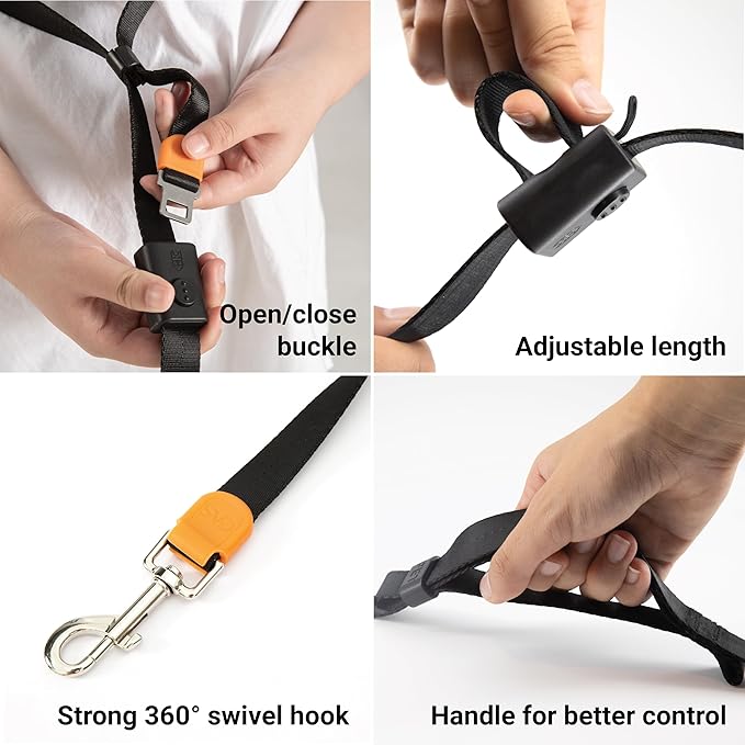 SVD.PET 4-in-1 Hands Free Dog Leash, Versatile Crossbody/Waist Dog Leash with Easy Release Buckle, Easy Adjust to Fit Your Body and Waist for Walking, and Running Your Doggy (Navy Blue)