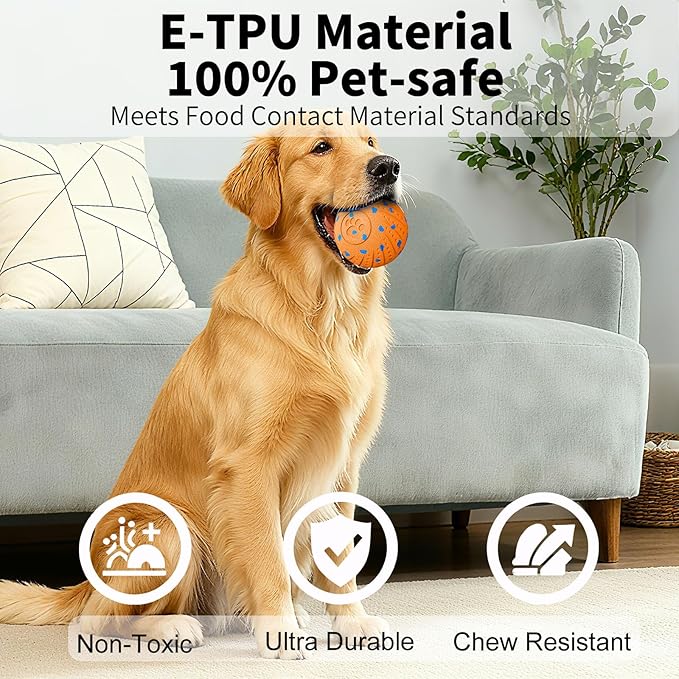 Smart Interactive Dog Toys, Activated Moving, Bouncing, Rotating Ball for Medium/Large Dogs, 2025 E-TPU Material, Motion-Activated Dog Ball to Keep Them Busy, IP54 Waterproof, Christmas Dog Gift