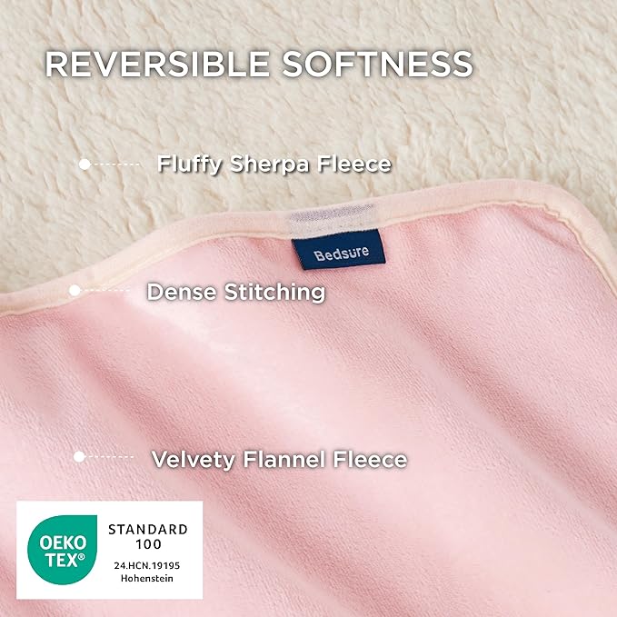 Bedsure Cat Blanket for Indoor Cats - Waterproof Calming Cat Blankets for Couch Protection, Sherpa Fleece Pet Blanket, Soft Plush Reversible Throw Furniture Protector, 50"x40", Pink