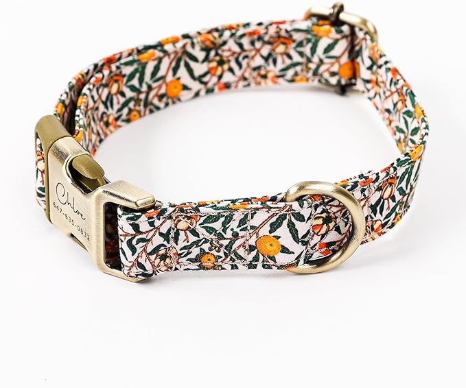 Personalized Dog Collar with Name and Phone Number Engraved,Adjustable Custom Puppy Collar,Organic Cotton Pet Collar for Small Medium Large Boy Girl Dogs