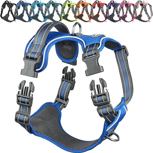 VIVAGLORY Dog Harness Easewalk No Pull Dog Harness with Handle & Front Back Clip for Training Lifting, Easy On Adjustable Padded No Pull for Pet & Puppy, XS, Royal Blue