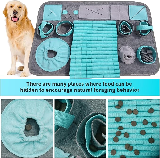 Snuffle Mat for Dogs, Pet Snuffle Mat for Small and Medium Dogs, Interactive Sniff Mat Feeding Mat for Puppies, Slow Feeder Dog Treat Mat for Training and Stress Relief