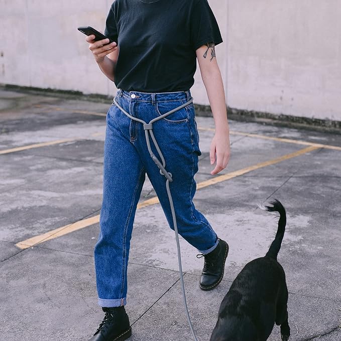 Titanium Grey 4-in-1 Hands-Free Dog Leash – Adjustable for Crossbody, Waist, Long Leash, or Tether Use – Stylish, Lightweight, and Comfortable for Everyday Walks