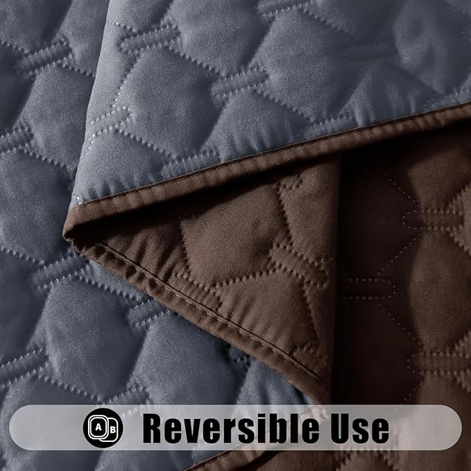 Smiry Waterproof Dog Bed Cover Blanket, Soft Reversible Pet Blanket, Washable Leakproof Cats Dogs Couch Cover for Sofa, Couch, Furniture, Plaid (82x120 Inch, Chocolate/Dark Grey)