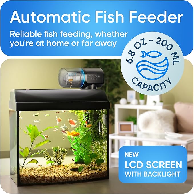FISHNOSH Automatic Fish Feeder for Aquarium - New Generation 2025, Auto Food Dispenser with Timer for Small Tank, Big Aquariums & Pond (Blue)