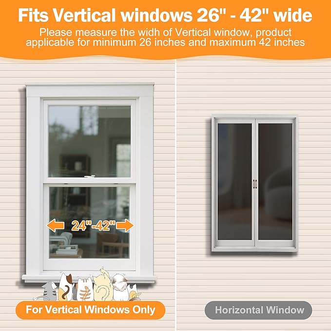 Cat Window Box Catio, Outdoor Indoor Cat Enclosure with Clear Panels, Mesh Sides & PVC Curtain, Universal Window Perch for Windows 25"–43", Window Catio for Sunbathing, Napping & Overlooking,Walnut