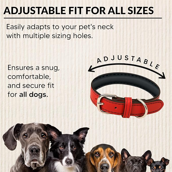 Custom Name Dog Collar – Personalized Engraved Vegan Leather with Name & Phone, Adjustable Soft Padded Pet Collar with Stainless Steel Buckle (Sizes S-XL)
