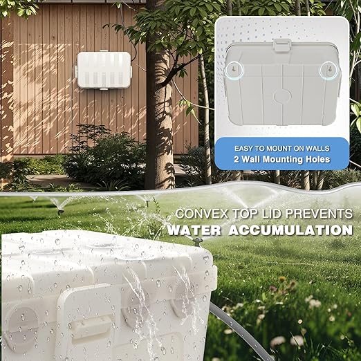 Flemoon Large Outdoor Electrical Box (12.5 x 8.5 x 5 inch), IP54 Waterproof Outdoor Extension Cord Cover Weatherproof, Protect Outlet, Plug, Socket, Timer, Power Strip, Holiday Light Decoration, White