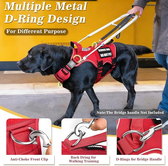 Service Dog Vest with Pockets,Large Dog Harness and Removable Backpack for Training Hiking,Pet Vest with Handle&Molle System for Patches,Red XL