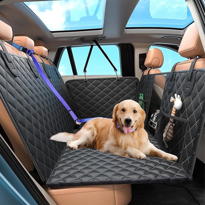 Roses&Poetry Hands Free Dog Leash with Zipper Pouch, 6-9ft Bungee Waist Leash for Medium Large Dogs Walking, Running Lead with Dual Padded Handles Car Safety Buckle for Training Jogging