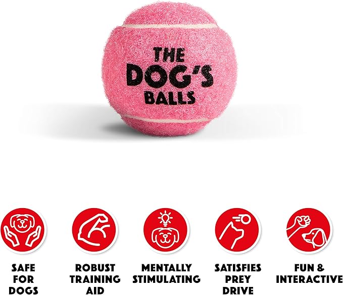 The Little Dog's Balls, Dog Tennis Balls, Pink 6-Pack, Strong Toy for Agility Training, Puppy Training, Play, Exercise & Fetch, 1.9 Inches Diameter