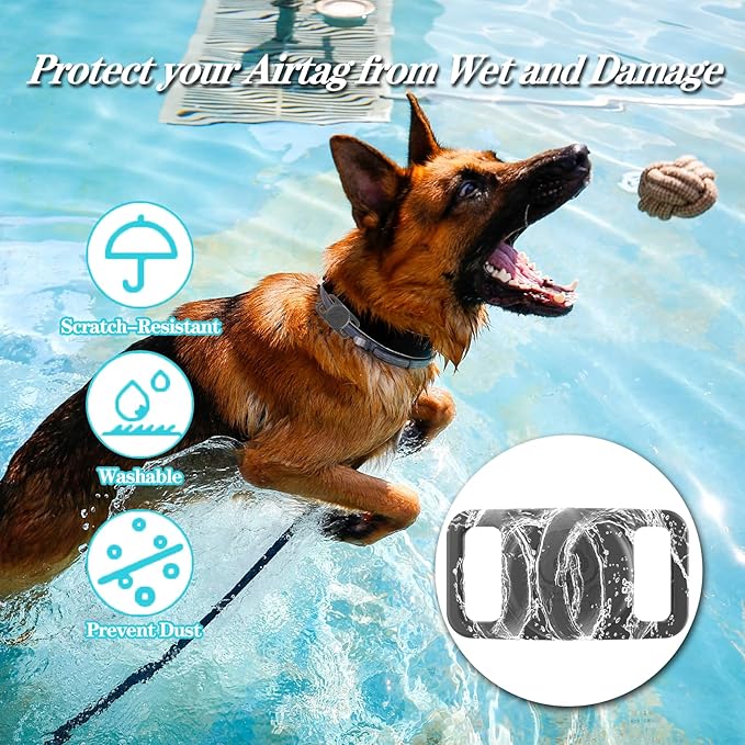 2 Pack Waterproof AirTag Dog Collar Holder Compatible with Apple AirTag, Silicone Hidden Loop Holder for Airtag Tracker, Anti-Lost Dog Collar Air Tag Accessories(Gray,Pink)