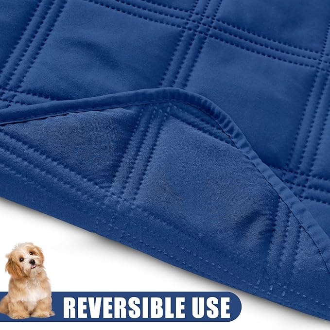 Smiry Waterproof Dog Bed Cover Blanket 52x82, Soft Reversible Pet Blanket, Washable Leakproof Cats Dogs Couch Cover for Sofa, Couch, Furniture, Lattice, Navy/Navy
