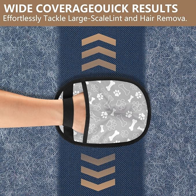 Pet Grooming Gloves Reusable Dog & Cat Hair Remover for Furniture, Car Interiors Multi-Surface Deshedding Tool for Carpets, Bedding & Home Cleaning