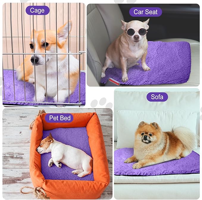 4 Pack Self Warming Cat Pads Self Heating Cat Mat Washable Homeless Dogs Thermal Pads Kennel Pad Reflects Body Heat Warm Crate Bed Mat for Indoor Outdoor Pet(Purple,16 x 20 Inch)