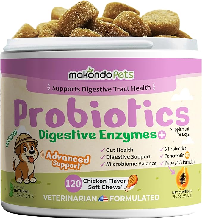 Probiotics for Dogs - 120 Dog Probiotics Chews - Digestive Enzymes & Pumpkin - Support Gut Health, Gas, Diarrhea & Constipation Relief - Itchy Skin, Yeast Balance, Allergies - Pet Advanced Supplements