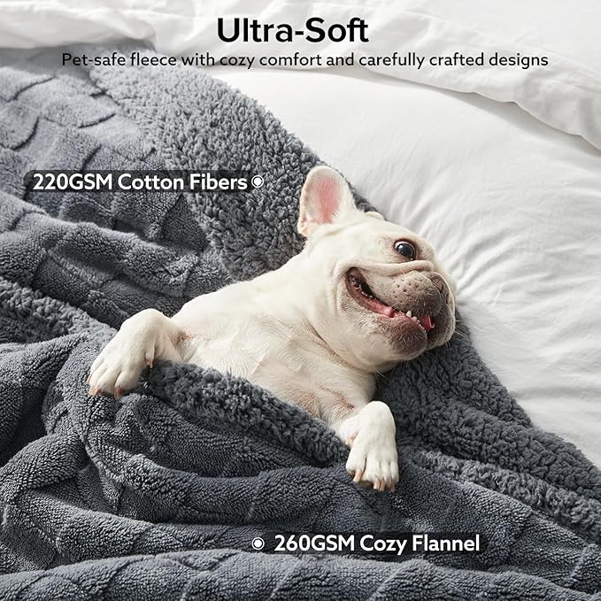 GASUR Waterproof Dog Blankets for Small Dogs, Dog Blanket for Couch Bed, Fleece Pet Blanket for Furniture Sofa Protector, Soft Puppy Throw Blankets for Crate Car Outdoor, Washable, 25"x35",Grey