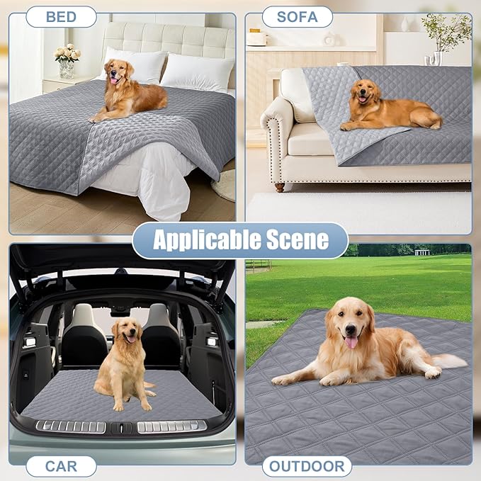 Smiry Waterproof Dog Bed Cover Pet Blanket, Soft Washable Dog Blanket for Furniture Bed Couch Sofa Reversible, Checkered (40"x50", Grey/Light Grey)