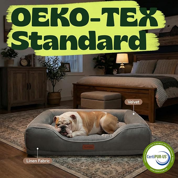 Cooling Dog Beds for Medium Large Dogs with Removable Washable Covers,Rectangle Orthopedic Sofa Bed with Cool Gel Memory Foam and Egg Crate Foam Waterproof fit Old Large Sized Pets