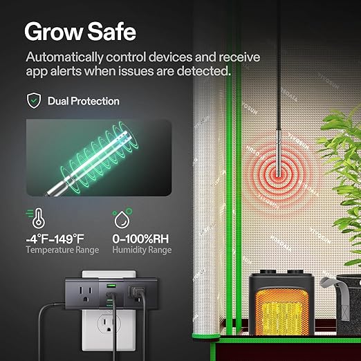 VIVOSUN GrowHub Outlet Controller A22 with Temperature and Humidity Sensor Probe, Smart Environmental WiFi-Controller, Smart Plug, Thermostat, 15A 1800W, Compatible with Vivosun App for Grow Tent