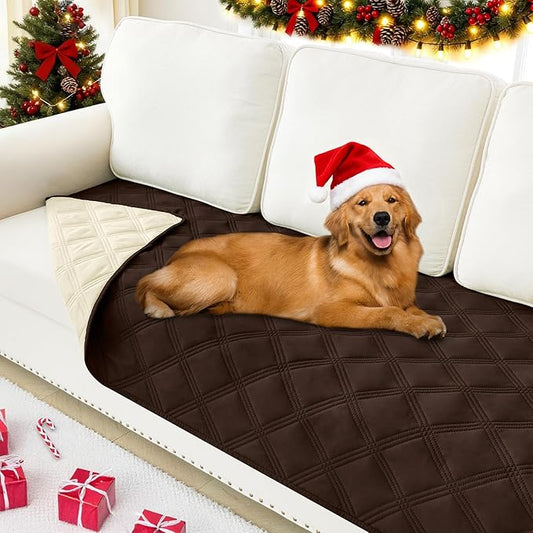 Smiry Waterproof Dog Bed Cover Blanket 30x70, Soft Reversible Pet Blanket, Washable Leakproof Cats Dogs Couch Cover for Sofa, Couch, Furniture, Lattice, Chocolate/Beige